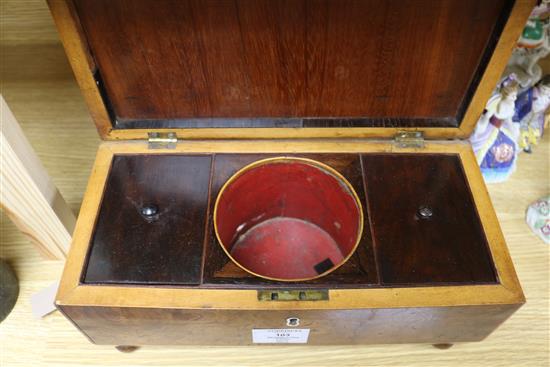 A Regency burr yew tea caddy